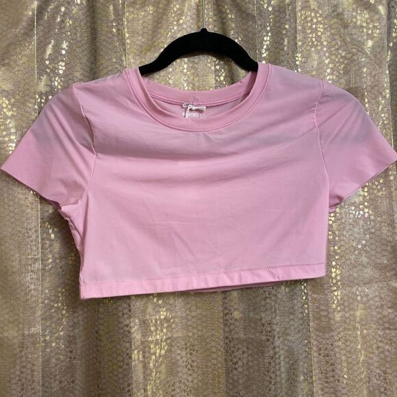 Aerie SMOOTHEZ Light Pink Cropped Bralette T Shirt, Medium NWT - Picture 1 of 7